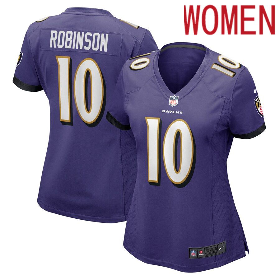 Women Baltimore Ravens 10 Demarcus Robinson Nike Purple Game Player NFL Jersey